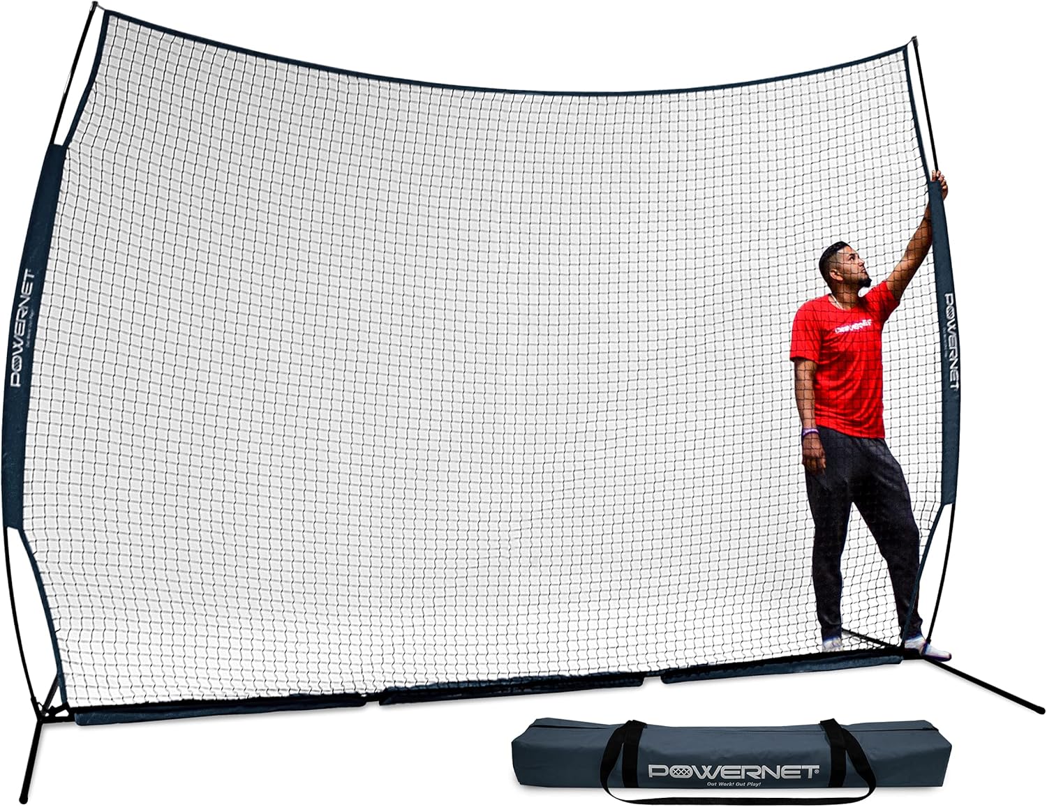 PowerNet 12 ft x 9 ft Sports Barrier Net | 108 SqFt of Protection | Safety Backstop | Portable EZ Setup Barricade for Baseball, Lacrosse, Basketball, Soccer, Field Hockey, Softball