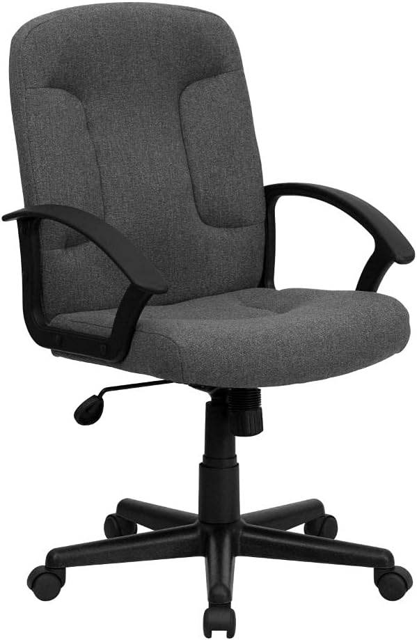 Flash Furniture Mid-Back Gray Fabric Executive Swivel Office Chair with Nylon Arms