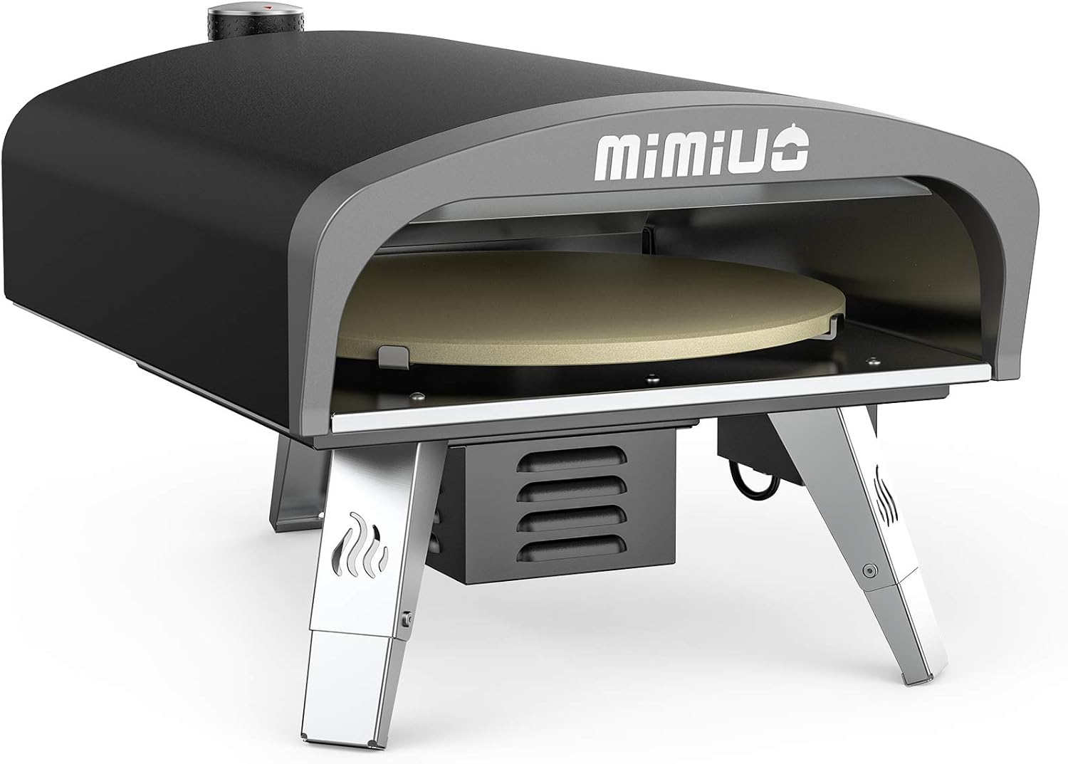 Mimiuo Outdoor Gas Pizza Oven Black Portable Gas Pizza Grilling Stove with Automatic Rotation System, 13