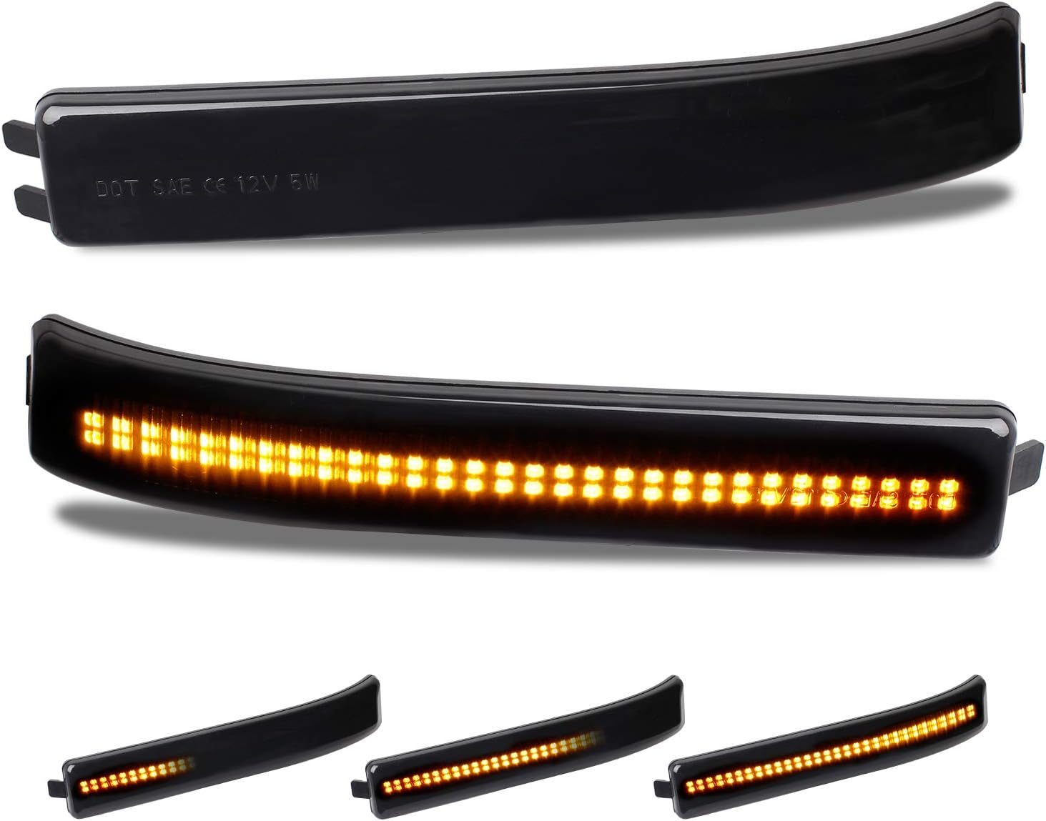 RUXIFEY Sequential Switchback Side Mirror Reflector LED Turn Signal Light Smoked lens Compatible with 2009 to 2014 Ford F150