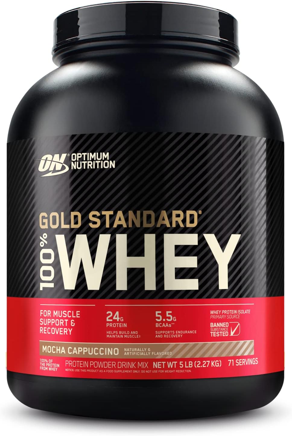 Optimum Nutrition Gold Standard 100% Whey Protein Powder, Mocha Cappuccino, 5 Pound (Packaging May Vary) Pack of 2