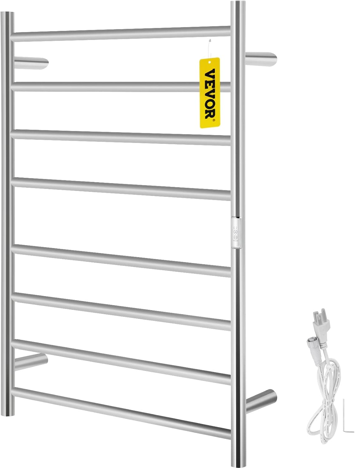 VEVOR Heated Towel Rack, 6-Bar Towel Warmer Rack, Wall Mounted Electric Towel Warmer, Electric Towel Drying Rack with Timer, Matte Black Stainless Steel Heated Towel Warmer for Bath, Plug-in/Hardwired