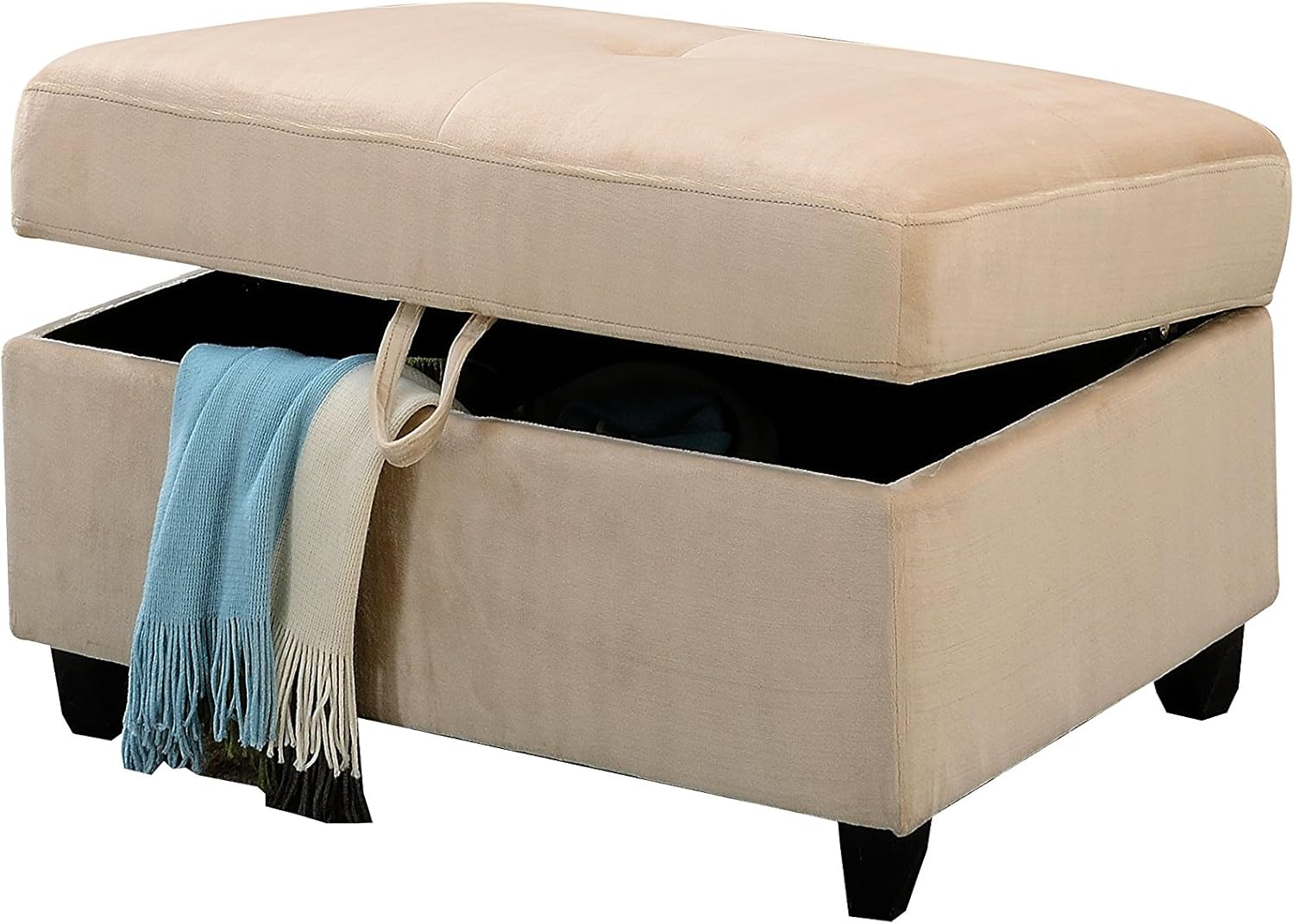 ACME Belville Ottoman w/Storage - - Chocolate Velvet