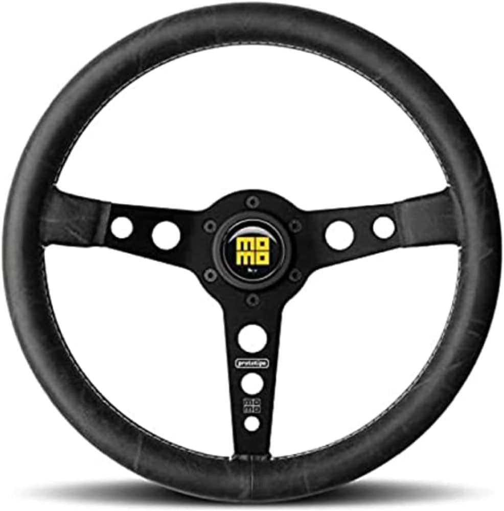 Momo PRH35BK2B Steering Wheel (Prototype Heritage Leather Black), 1 Pack