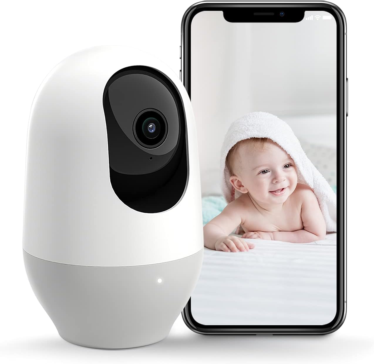 Nooie Baby Monitor, WiFi Pet Camera Indoor, 360-degree Wireless IP Camera, 1080P Home Security Camera, Motion Tracking, Super IR Night Vision, Works with Alexa, Two-Way Audio, Motion & Sound Detection