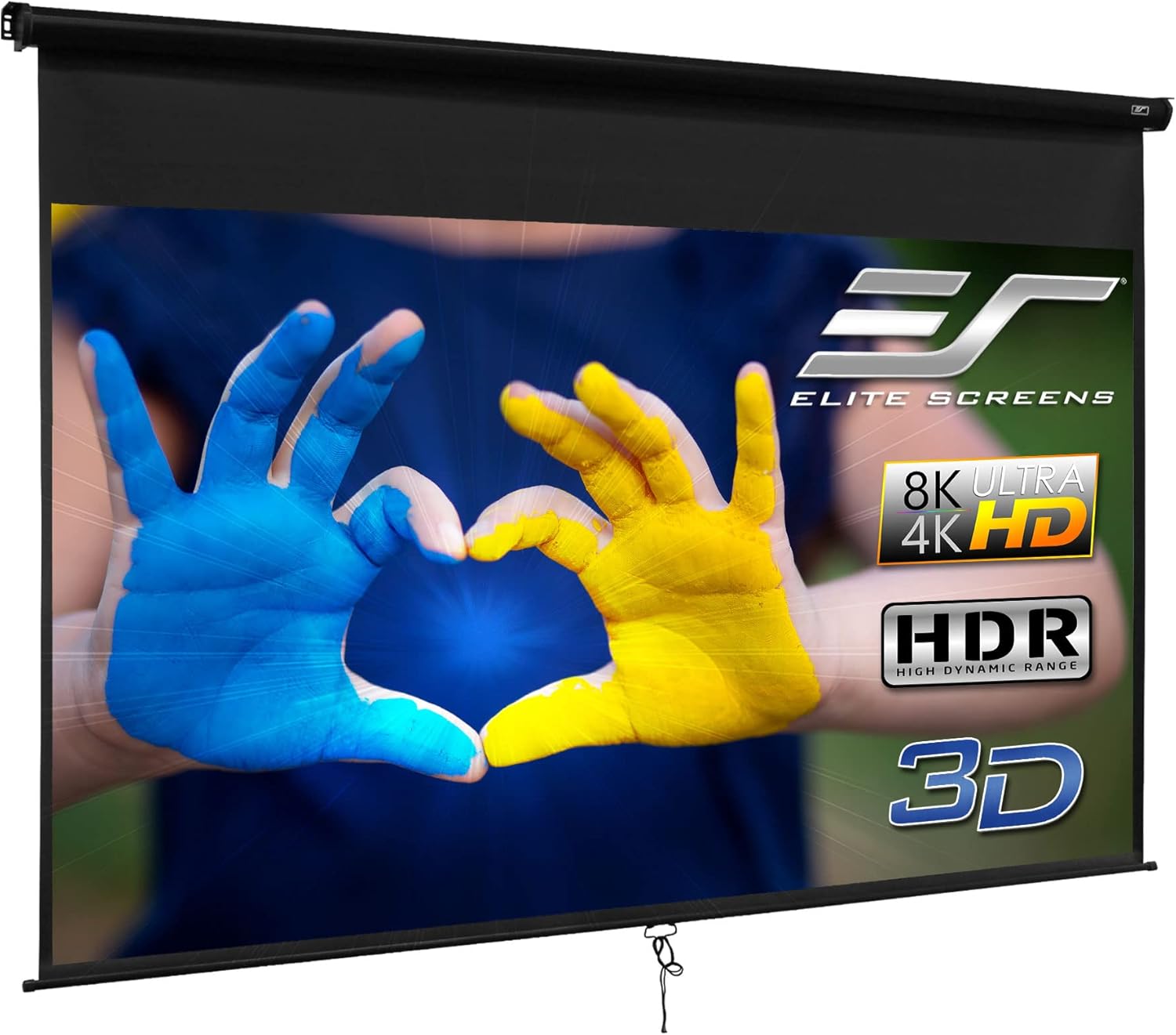 Elite Screens Manual B 100-INCH Manual Pull Down Projector Screen Diagonal 16:9 Diag 4K 8K 3D Ultra HDR HD Ready Home Theater Movie Theatre White Projection Screen with Slow Retract Mechanism M100H Pack of 2