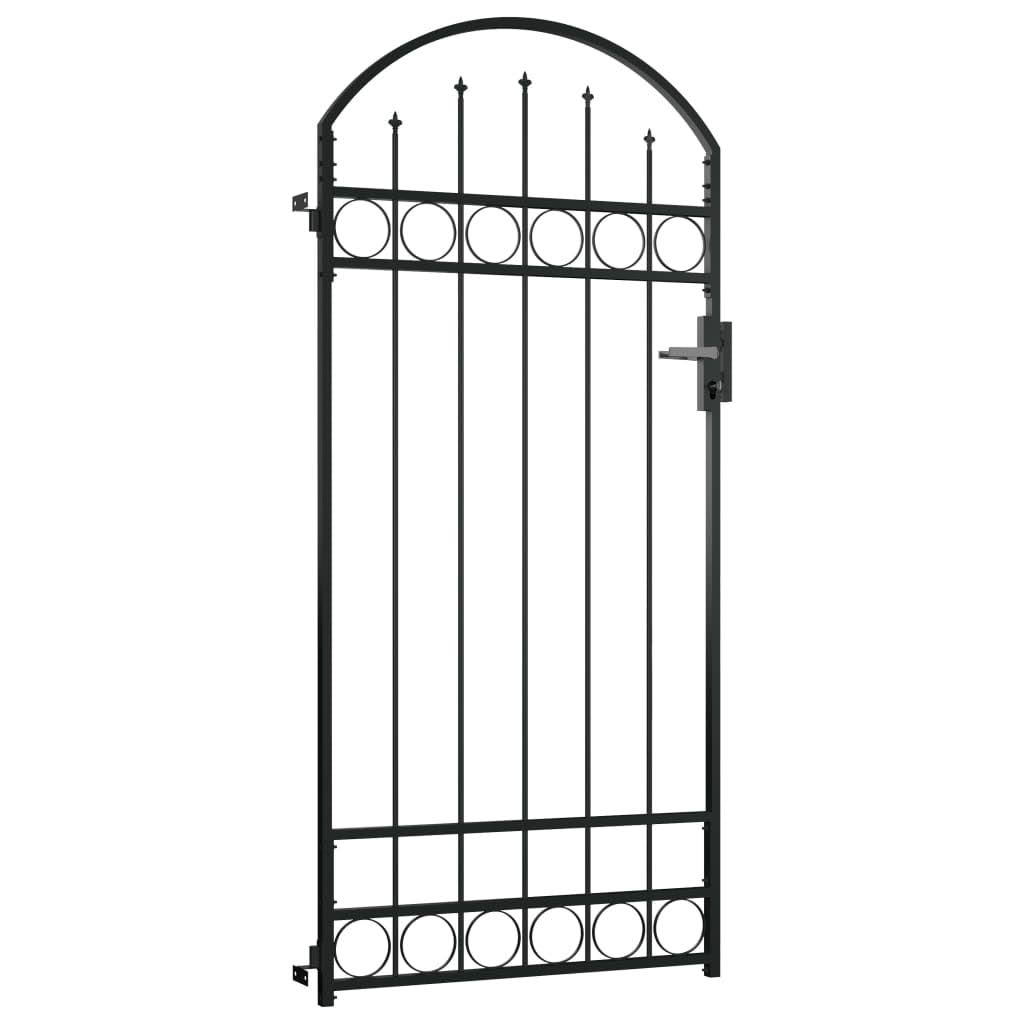vidaXL Fence Gate with Arched Top Steel 35x22x78.7x22 Black