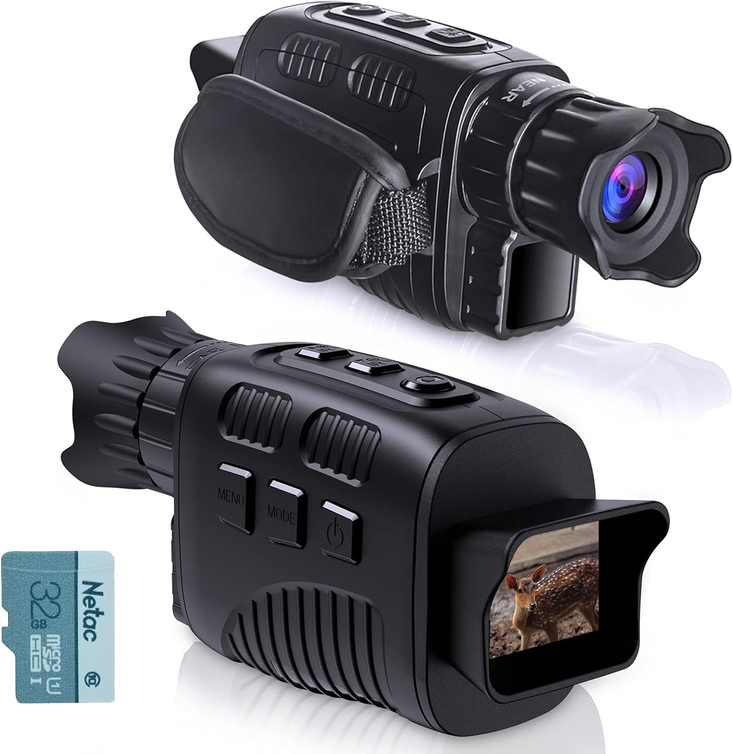 KINKA Night Vision Monocular Goggles, Travel Infrared Digital Monocular for 100% Darkness, Day and Night Vision for Adults, HD Photo & Video with 32GB Card, for Hunting Gear, Surveillance, Spy Pack of 2