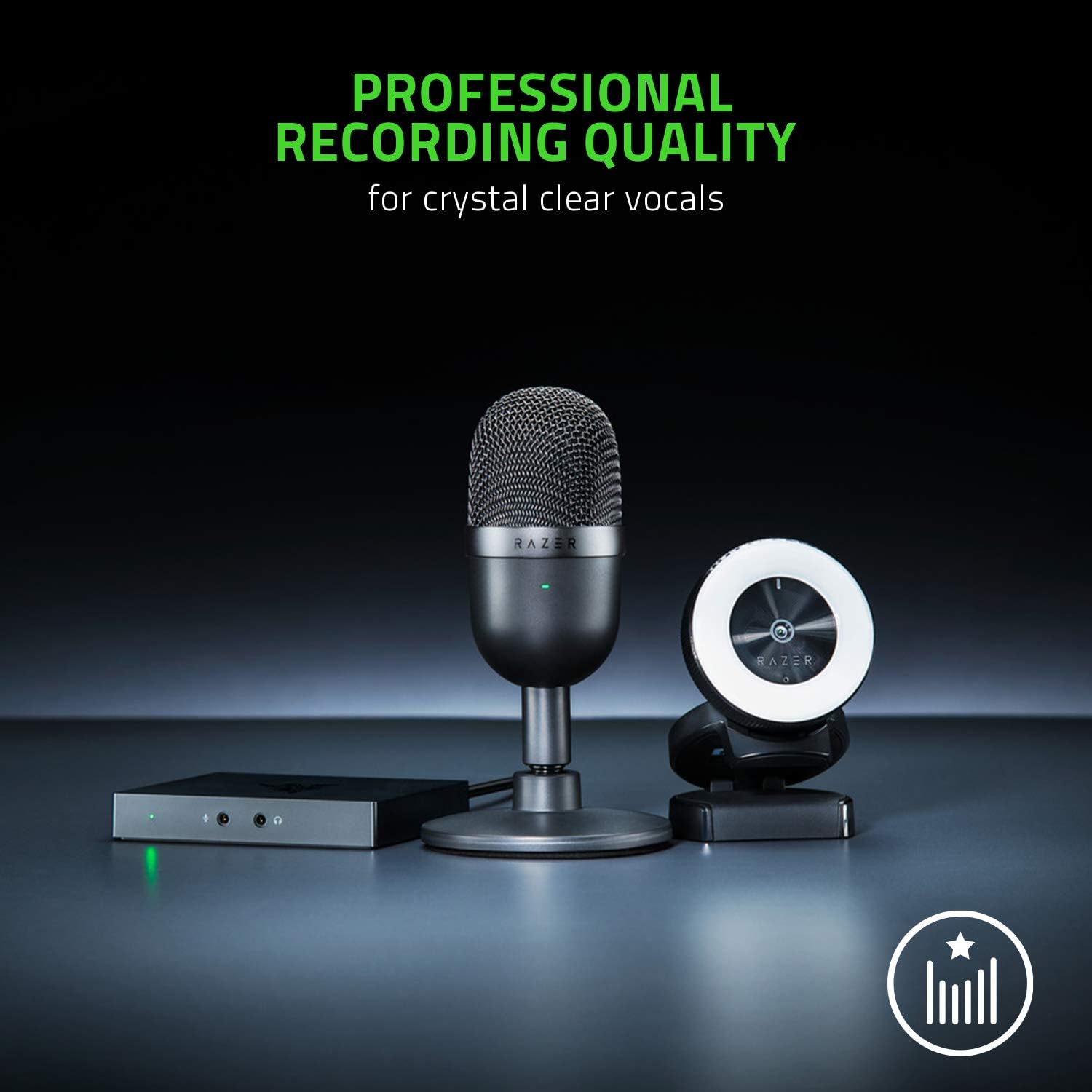 Razer Seiren Mini USB Streaming Microphone: Precise Supercardioid Pickup Pattern - Professional Recording Quality - Ultra-Compact Build - Heavy-Duty Tilting Stand - Shock Resistant - Classic Black Pack of 2