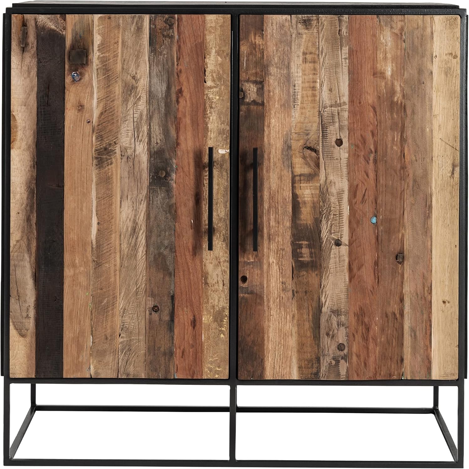 NovaSolo Rustika Boat Wood Sideboard 2 Doors in Black Finish