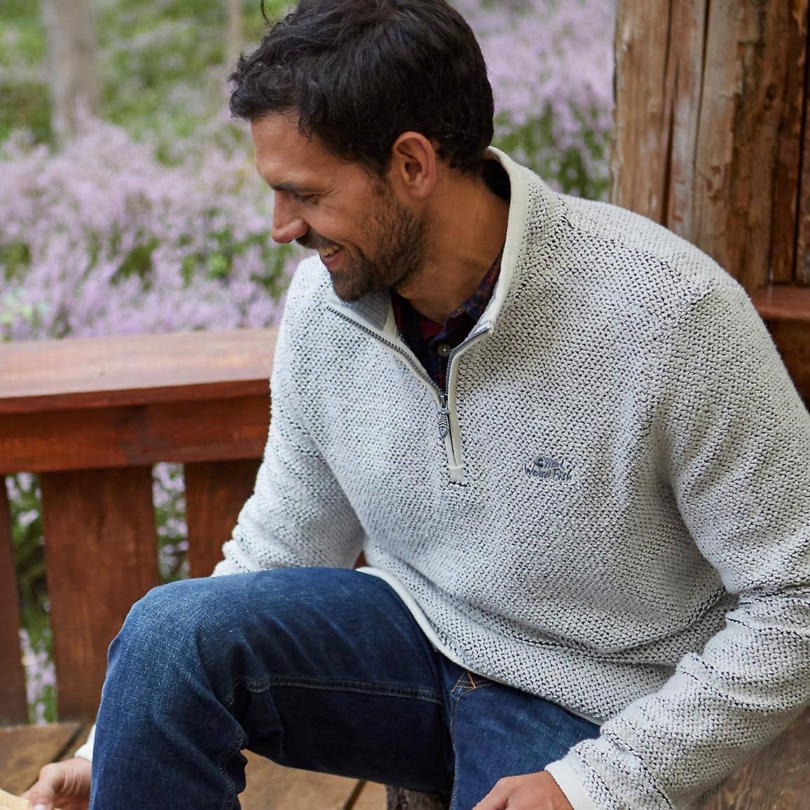 Weird Fish Stern 1/4 Zip Eco Macaroni Ecru 2XL