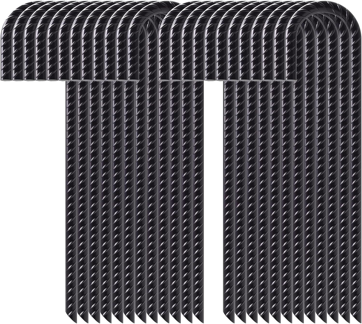 AAGUT 16&rdquo; Rebar Stakes Heavy Duty J Hook 24 Pcs Ground Anchors Black Steel Metal Garden Stake Yard Spikes for Camping Tent, Chain Link Fence