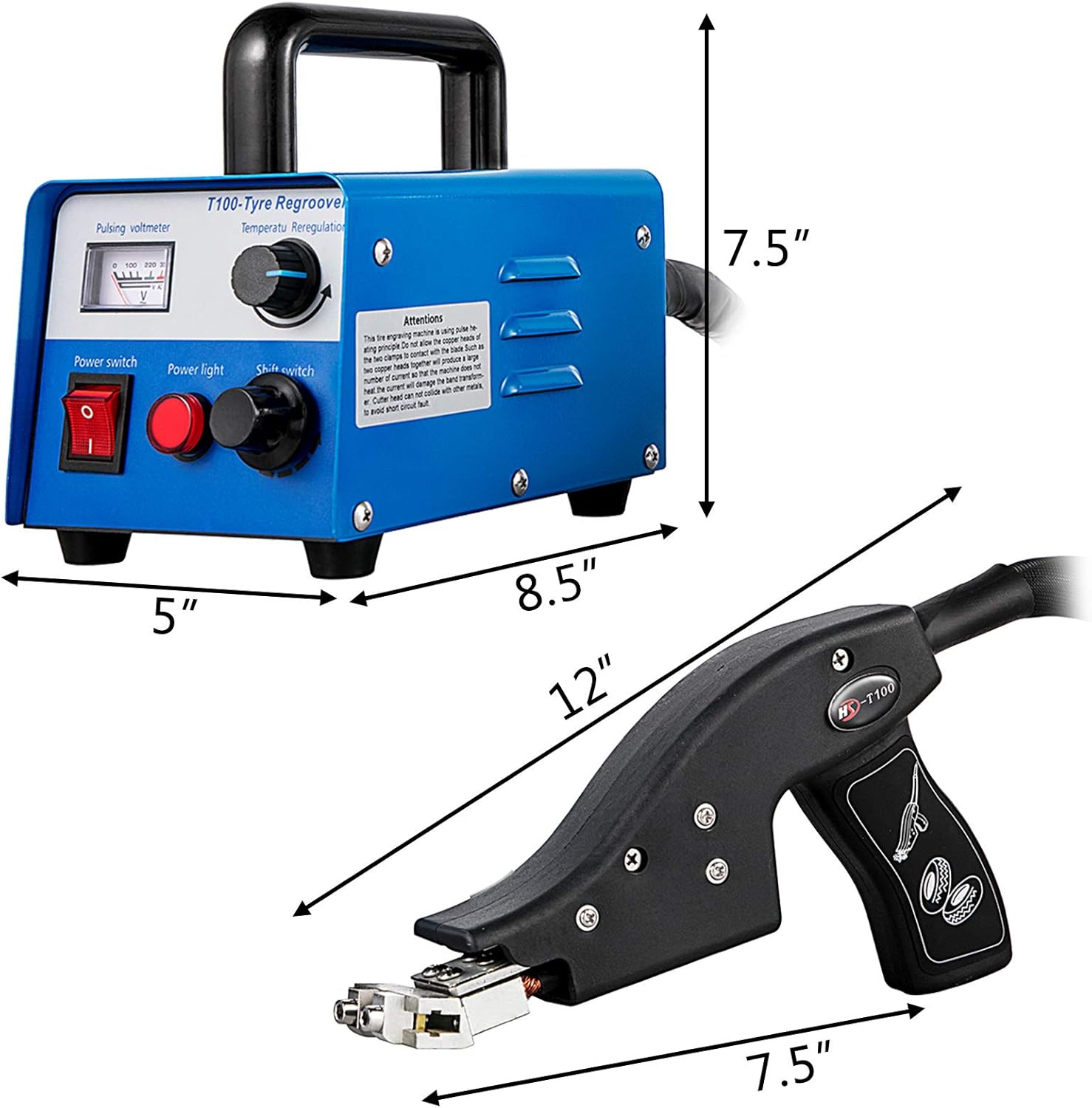 Mophorn Tire Grooving Tool 110V 350W Iron Tire Groover Cutter with 20 Blades HSD-T100 Tire Groover Heated Machine for Any Tire