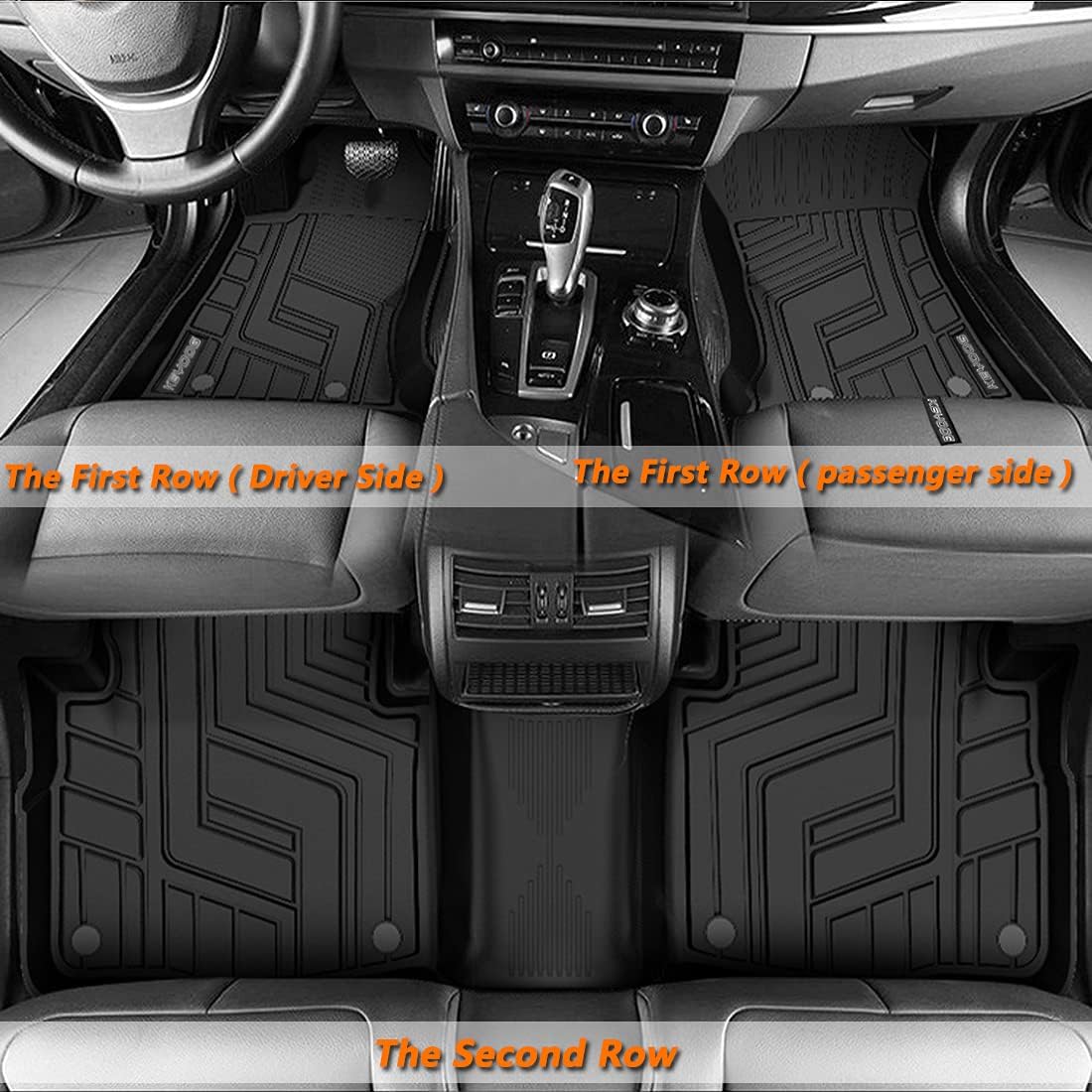KEYOOG Compatible for 2017-2021 Jeep Compass New Body Style ( Mfr Body Code:MP ), Car Floor Mats Black TPE Special All-Weather Automotive Mat Interior Accessories Includes 1st and 2nd Row