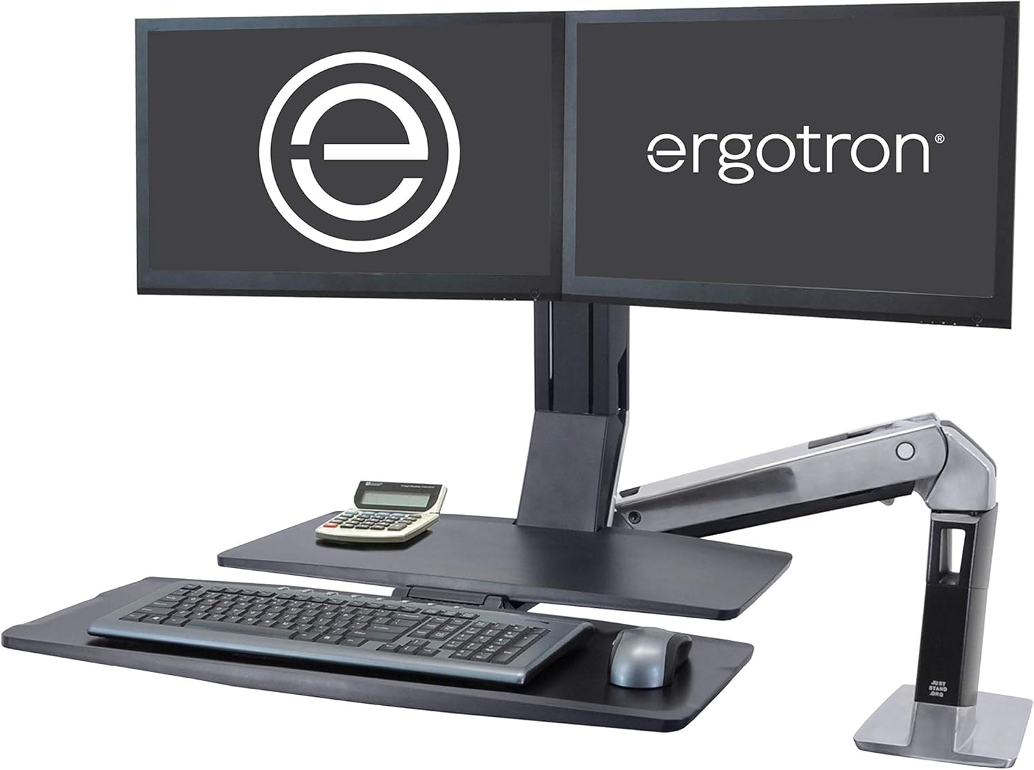 Ergotron - WorkFit-A Dual Workstation with Worksurface - for Tabletops - 23 Inches, Polished Aluminum