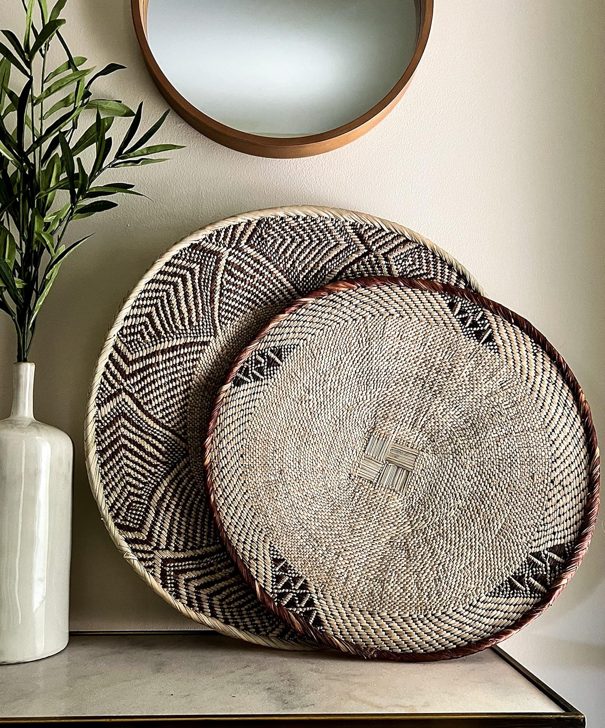 Wall Basket Decor Boho Binga Wall Basket Art Decor (Set of 3) Pack of 2