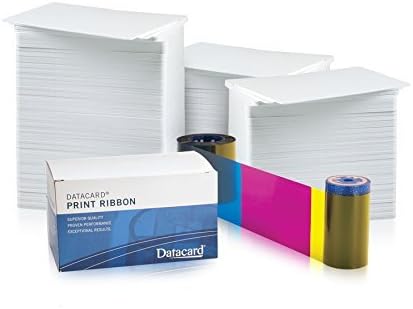 Datacard 500 Print Ribbon with 1 isopropanol Cleaning Card & 1 Adhesive Cleaning Sleeve and 500 AlphaCard Premium Blank PVC Cards Bundle (DC534000-008)