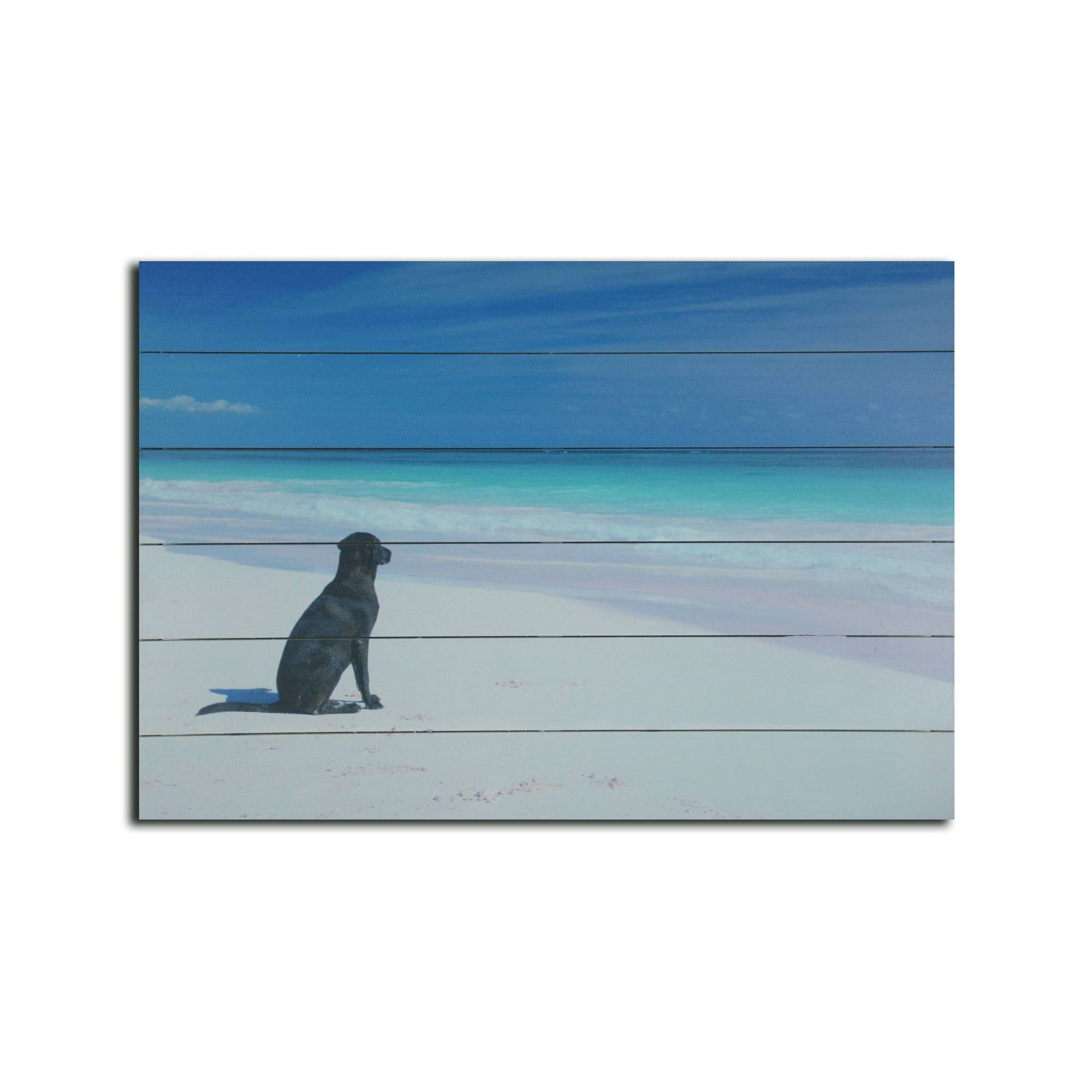 Gallery 57 Dog on Beach Medium Print on Wood Art 18x22 x 26x22