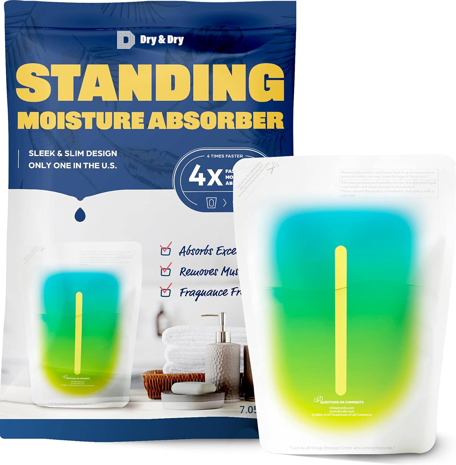 Dry & Dry [70 Packs Standing Moisture Absorbers to Control Excess Moisture for Basements, Closets, Bathrooms, Laundry Rooms - Moisture Absorbers, Standing Moisture Absorbers