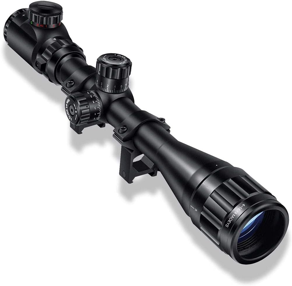 CVLIFE 4-16x44 Tactical Rifle Scope Red and Green Illuminated Built with Locking Turret Sunshade and Scope Mount Included
