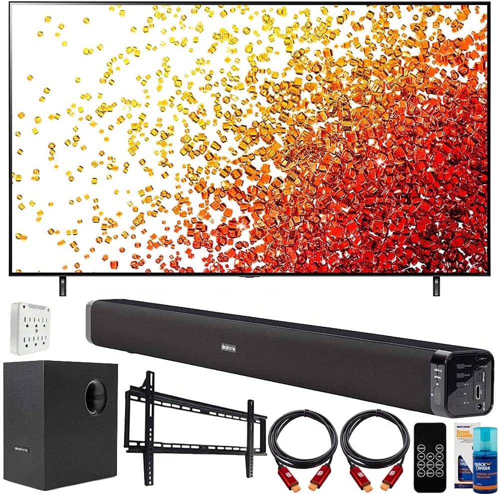 LG 43NANO75UPA 43 Inch 4K Nanocell TV (2021) Bundle with Deco Gear Home Theater Soundbar with Subwoofer, Wall Mount Accessory Kit, 6FT 4K HDMI 2.0 Cables and More