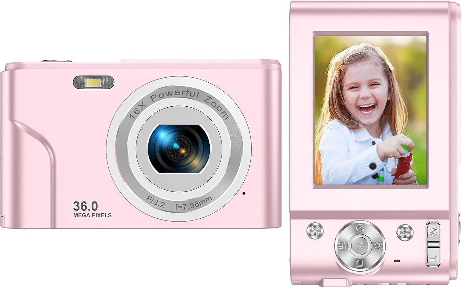 Digital Camera FHD 1080P Mini Video Camera 36MP Vlog Camera for YouTube 2.4 Inch IPS LCD Display Compact Pocket Camera with 16X Digital Zoom Anti-Shake Burst Shoot for Kids Students Teenager - Silver Pack of 2
