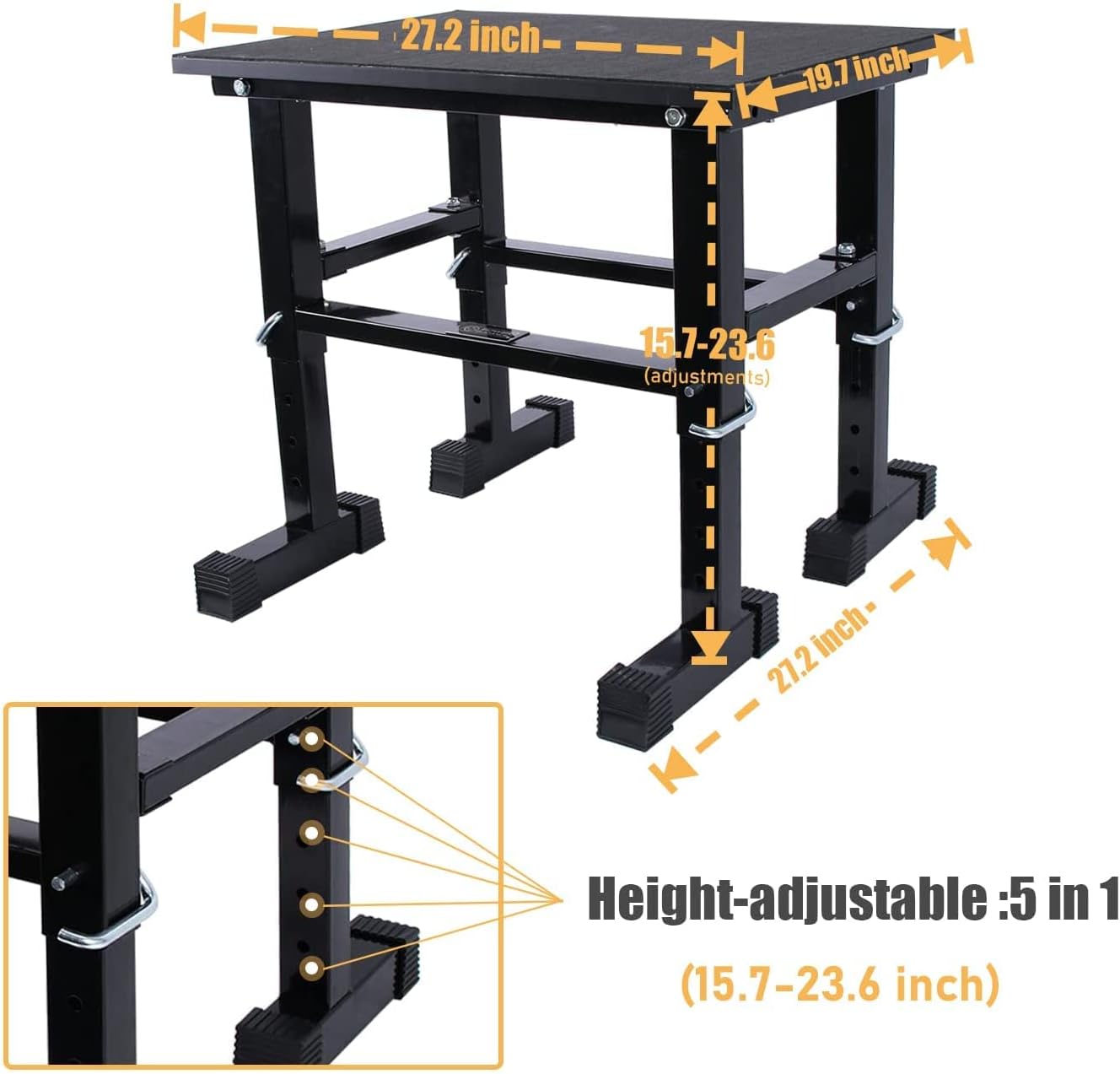 POWER GUIDANCE 5 in 1 Metal+Wood Adjustable Jumping Stool, Easy to Assemble, Non-Slip Surface and Rounded Corners for Safety Apply to Jump Training, Aerobic HIIT MMA Box-Squats etc Plyometrics