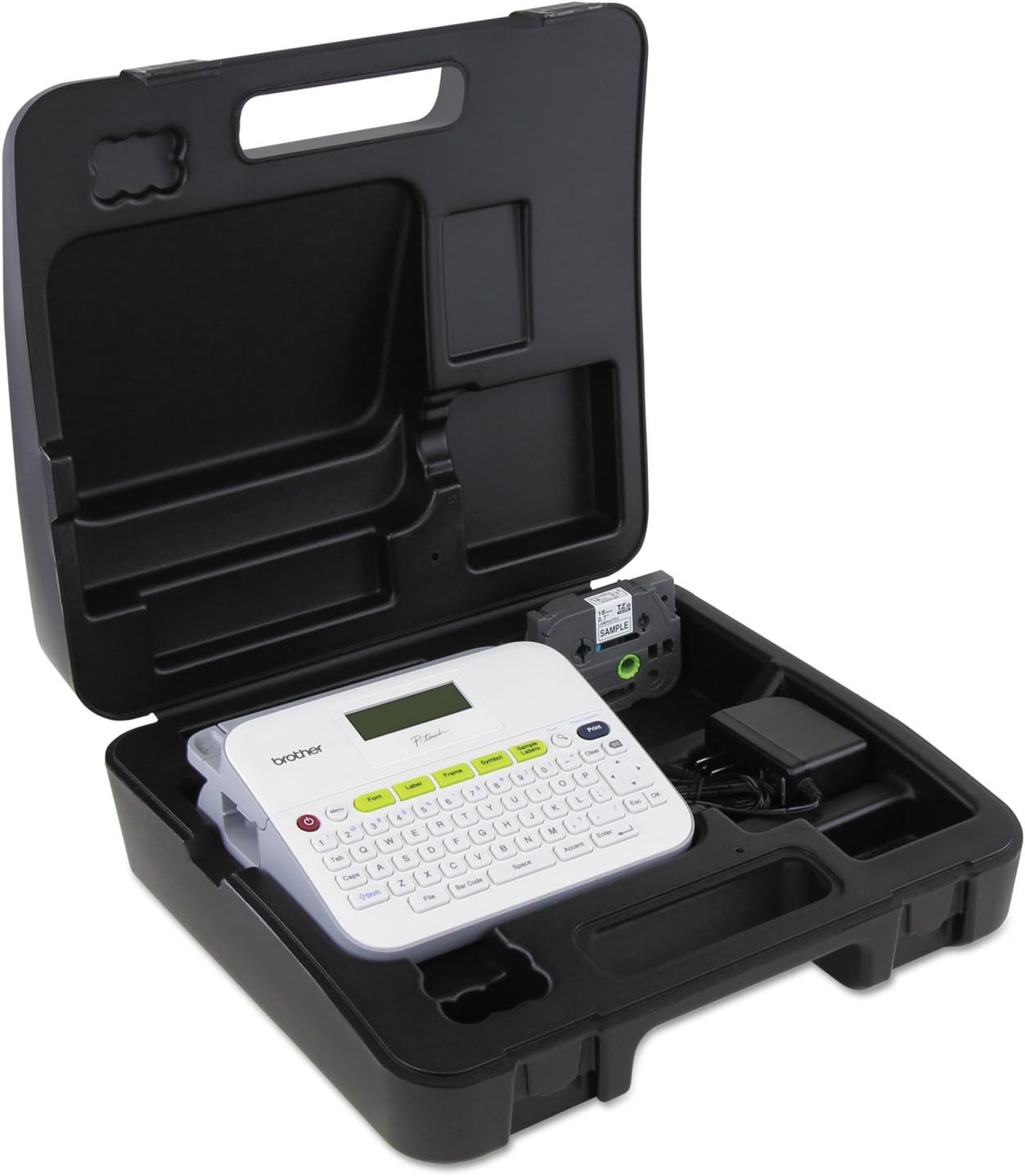 Brother P-touch, PTD400VP, Versatile Label Maker with Carry Case and Adapter, Compact Design, Easy-to-Use Keyboard, Graphical Display, White