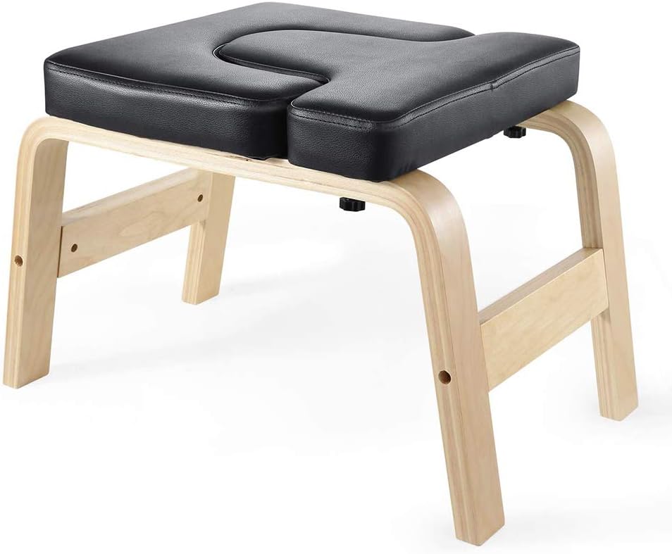 C-CHAIN Balanced Yoga Headstand Bench - Ideal for Workout, Fitness and Gym, for Both Beginner and Experience Yogis - Wood and PU Pads - Relieve Fatigue and Build Up Body Pack of 2