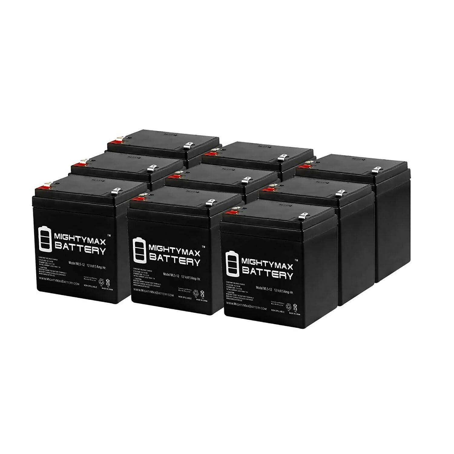 Mighty Max ML5-12 - 12 Volt 5 Ah SLA Battery - Pack of 9