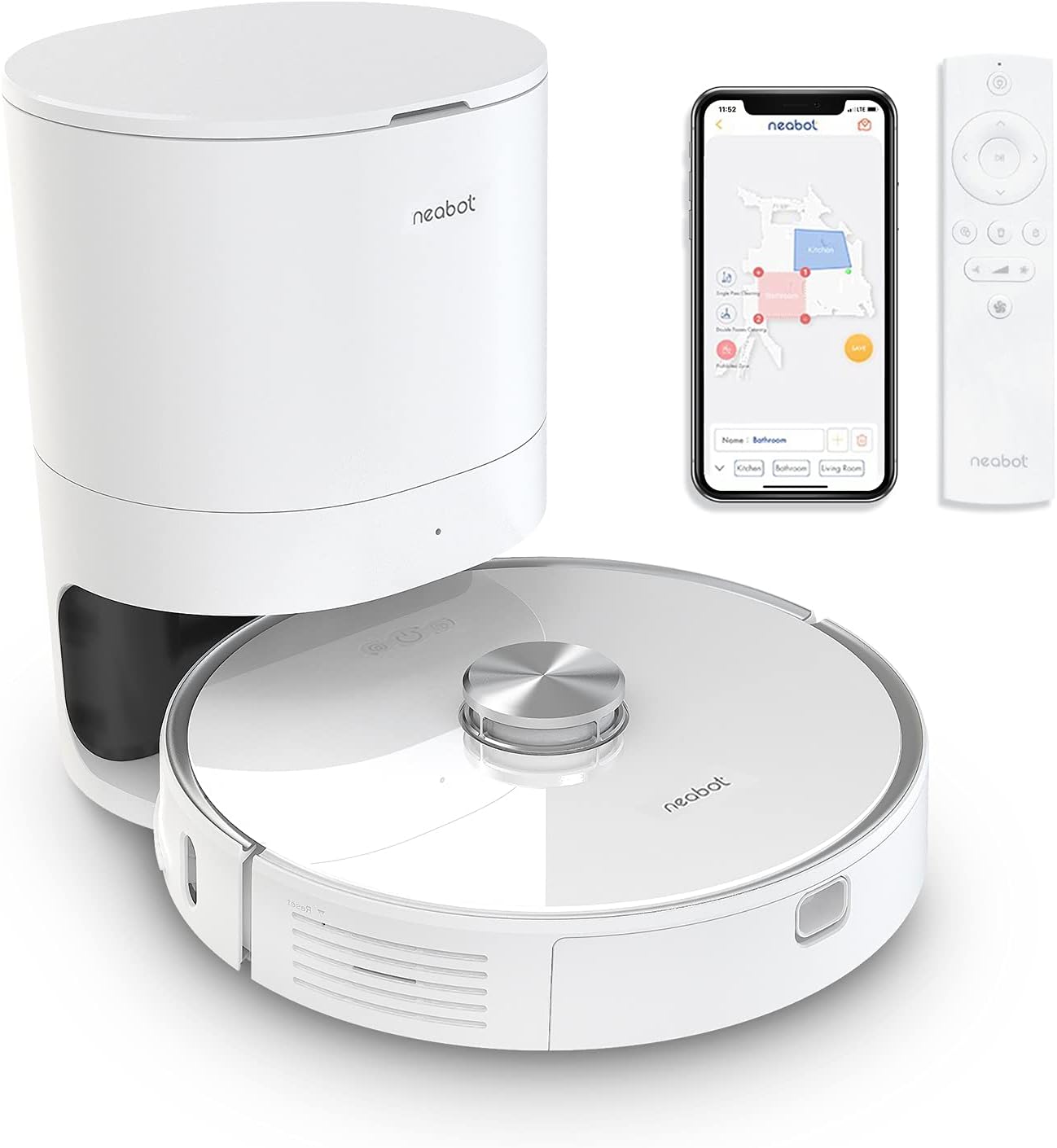 Neabot N2 Robot Vacuum with Self-Emptying, Wi-Fi Connected, Works with Alexa, Lidar Navigation, Sweep, Mop, Vacuum Robot Vacuum Cleaner, Carpet & Hard Floor