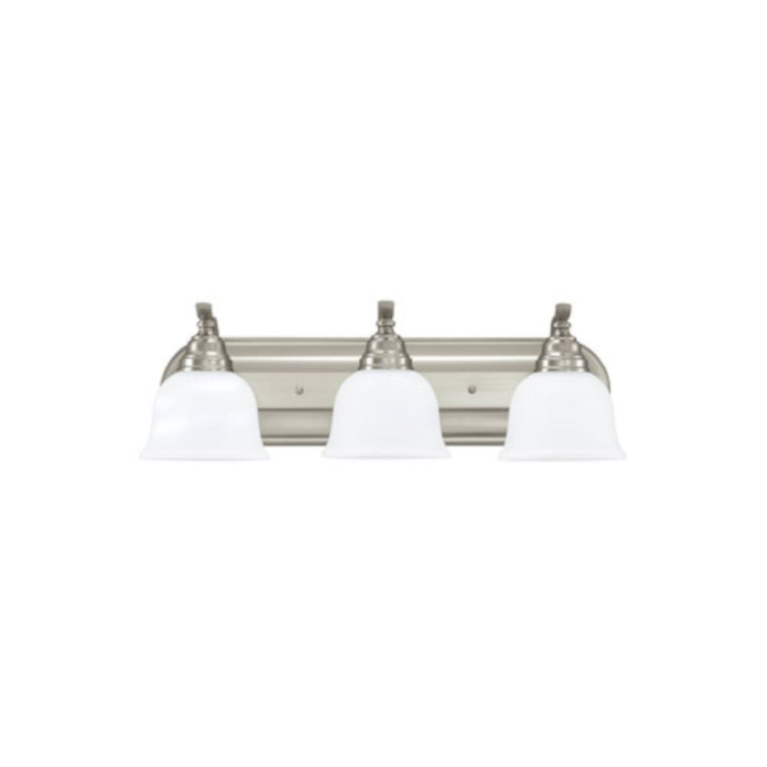 251 First Aster Energy Star Three-Light LED Bath Vanity in Brushed Nickel - Brushed, Transitional | Bellacor 2221423
