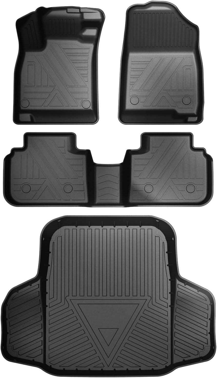 Car Floor Mats Fit for 2018 - 2021 2022 Honda Accord, Unique Black TPE All Weather Protection Includes 1st Front Floor Mat 2nd Rear Row Floor Mats & Cargo Liner Full Set Floor Trunk Liners Mats