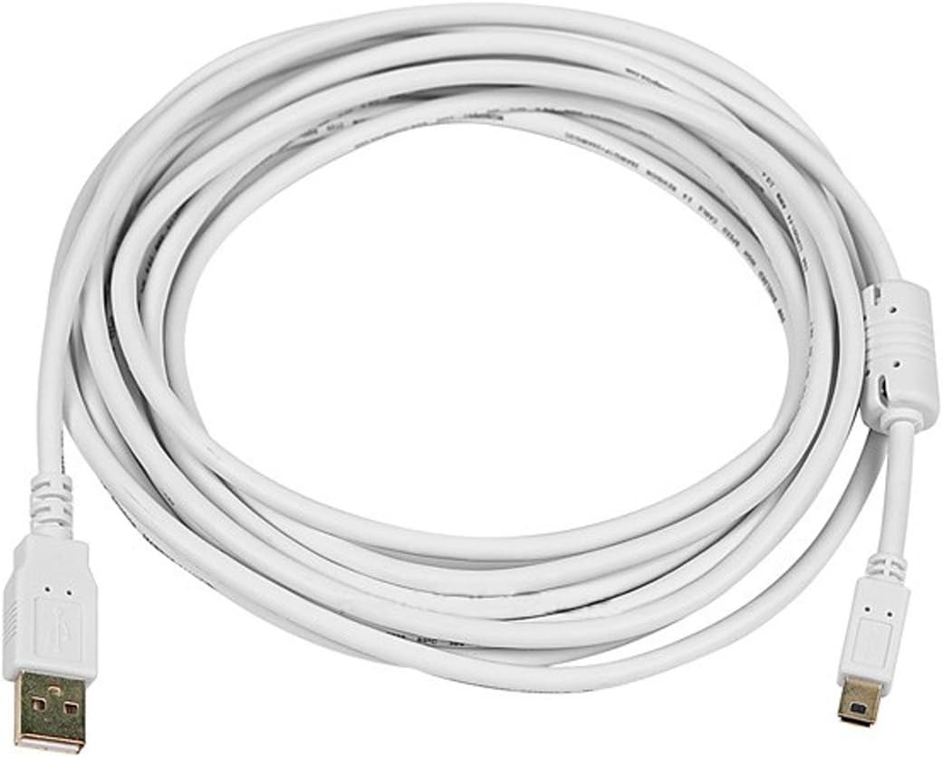 Monoprice 15-Feet USB 2.0 A Male to Mini-B 5pin Male 28/24AWG Cable with Ferrite Core (Gold Plated) (105450),Black