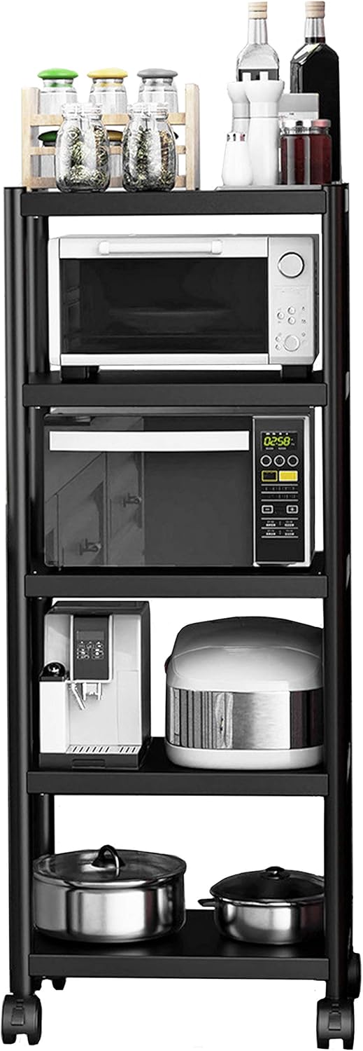 jepreco 5-Tier Utility Shelving Unit Kitchen Baker's Rack with Wheels 19.7