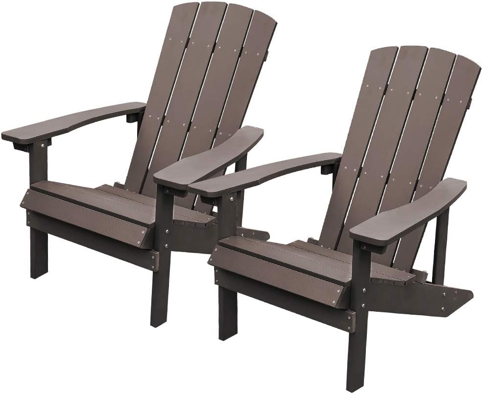 Aok Garden Adirondack Chair Weather Resistant Wooden Lounger Fire Pit Chairs for Patio Seating Balcony Deck, White