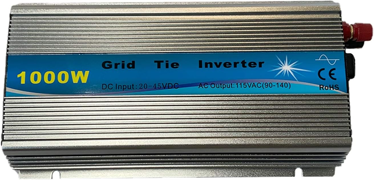 KRXNY 1000W Grid Tie Inverter 20-45V DC Input 110V AC Output Stackable MPPT Pure Sine Wave Solar Power for 24V 30V 36V Solar Panel