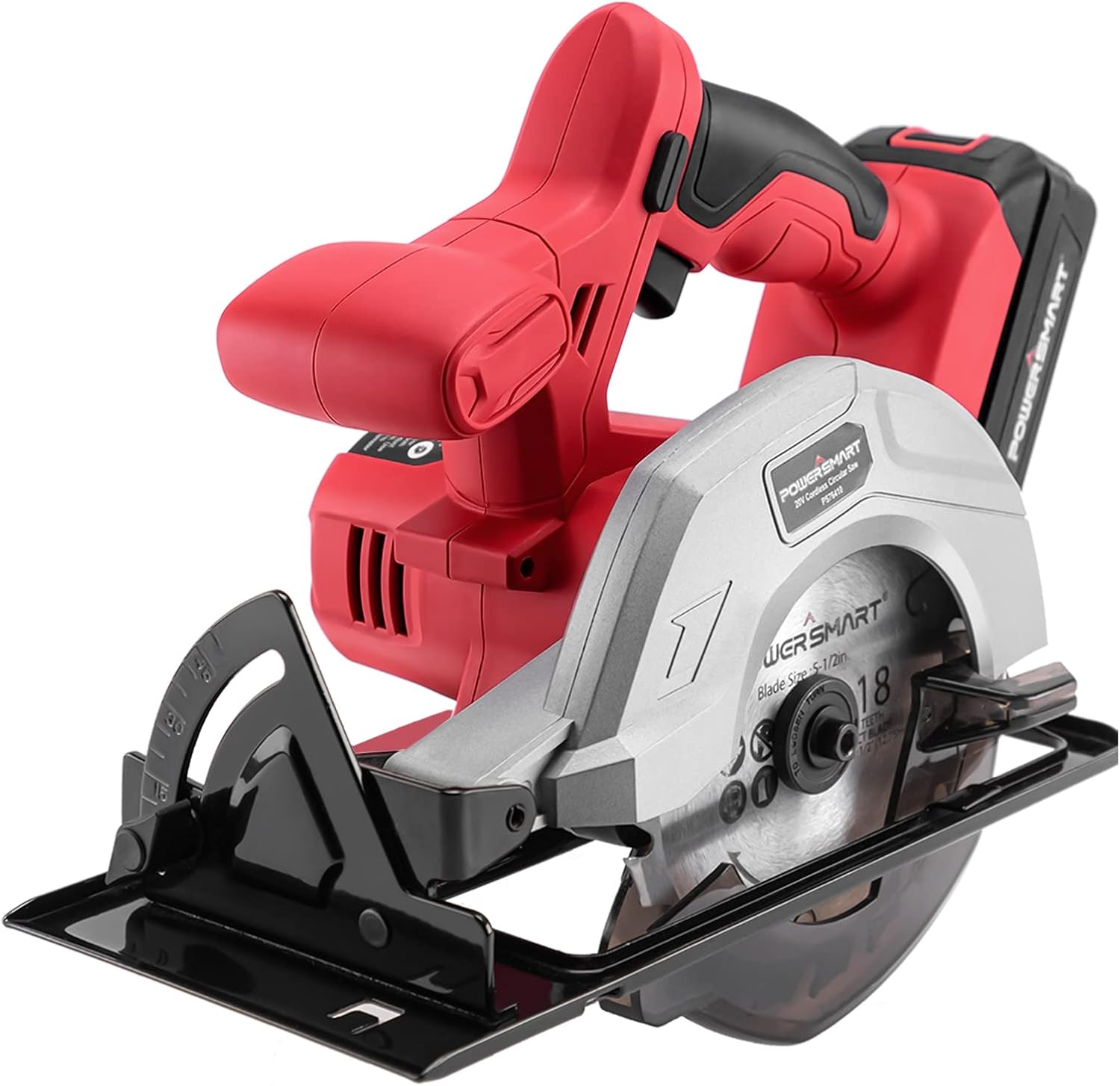 PowerSmart Cordless Circular Saw, 20V 5-1/2 Inch Circular Saw with 1.5Ah Battery and 1h Fast Charger, 3800RPM, Max Cutting Depth 1-7/16”(45°), 1-5/8”(90°) Pack of 2