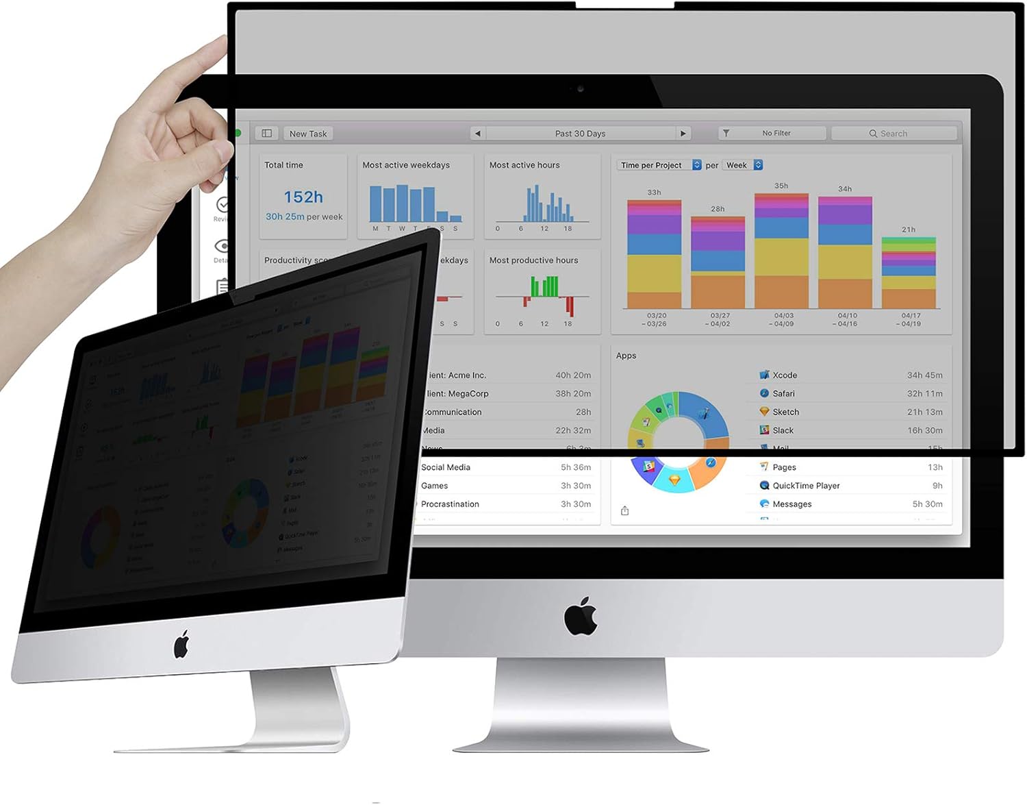 Removable Computer Privacy Screen Filter,Compatible with 24 inch iMac Monitor,Frameless Monitor,Touch Screen Monitor-16:9 Aspect Ratio - Easy On&ndash;Anti-Glare, Anti-Scratch, UV-Blocking &ndash;Screen Privacy