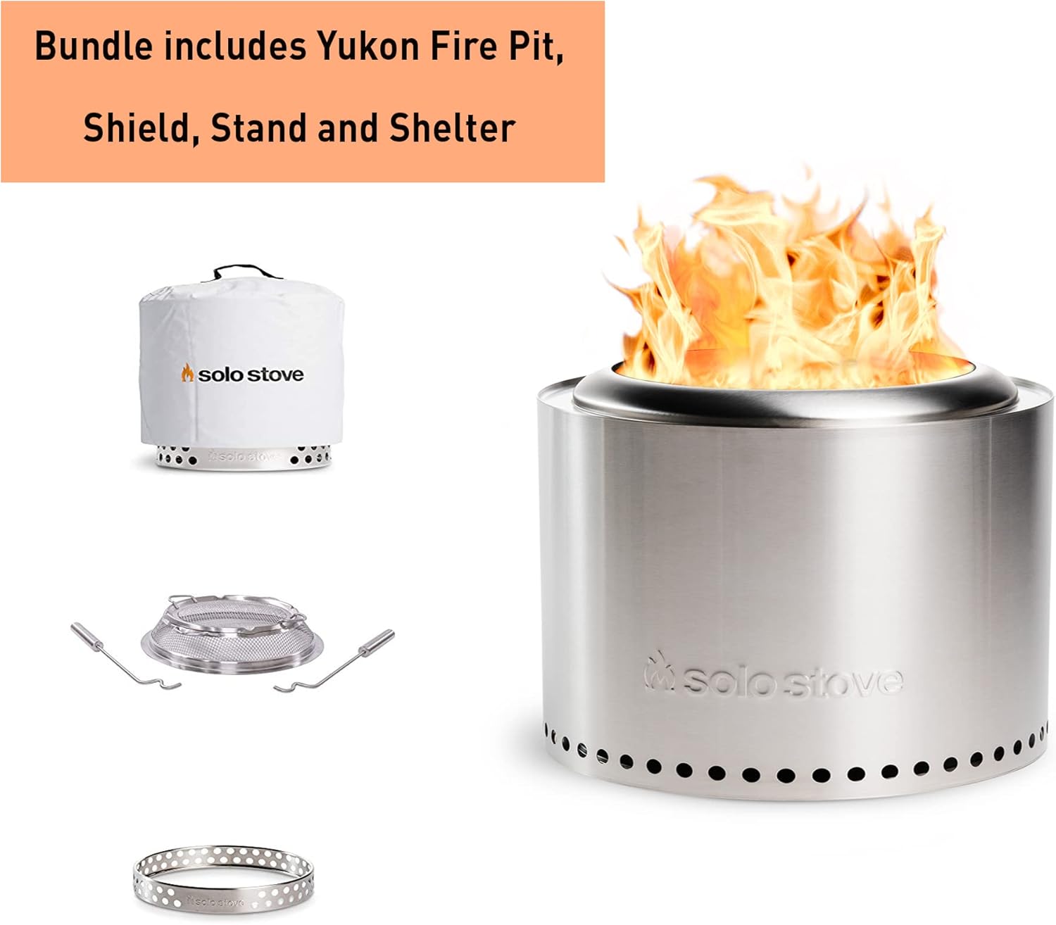 Solo Stove Yukon Backyard Bundle Portable Fire Pit Wood Burning and Low Smokeless Fire Pit Camping Stove | 27x17 Inches with Camp Stove Accessories