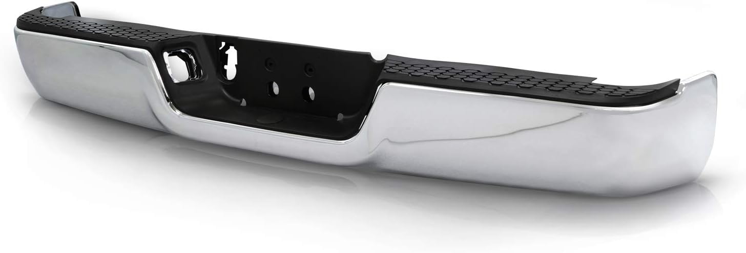 AKKON - Chrome Rear Bumper Black Step Pad Fits 2009-2018 Dodge Ram 1500 10-12 2500 3500 without Dual Exhaust w/o Sensor Holes