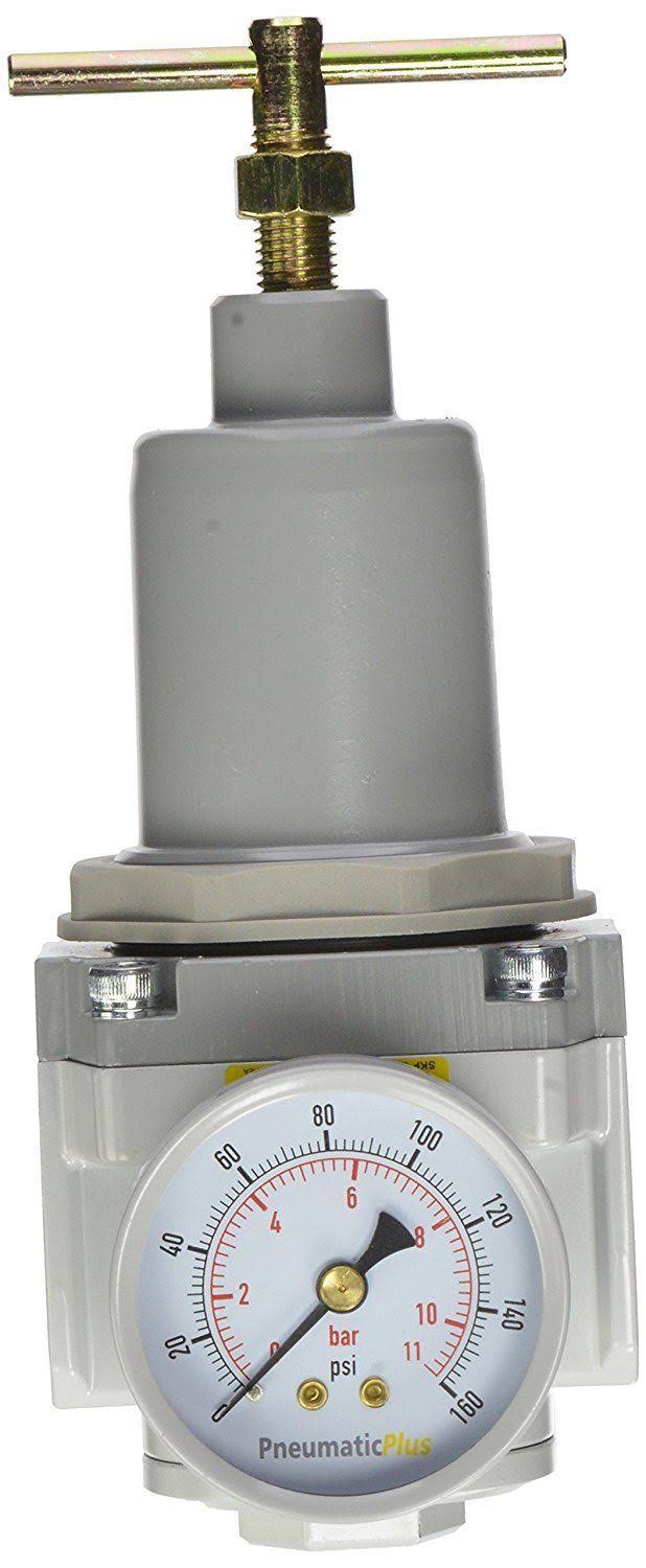 PneumaticPlus SAR4000T-N04BG Air Pressure Regulator T-Handle 1/2x22 NPT with Gauge u0026 Bracket