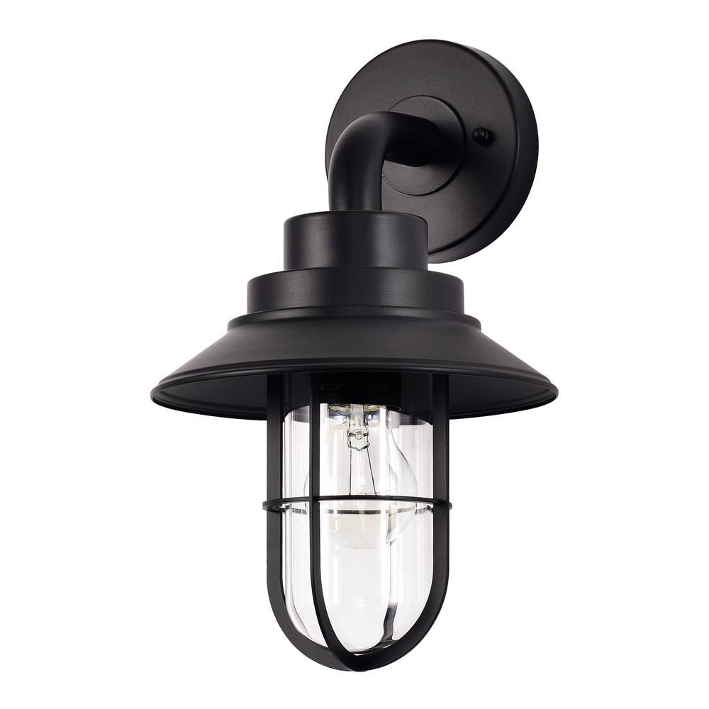 Clihome 1-Light Black Metal Outdoor Wall Lantern Sconce (1-Pack)