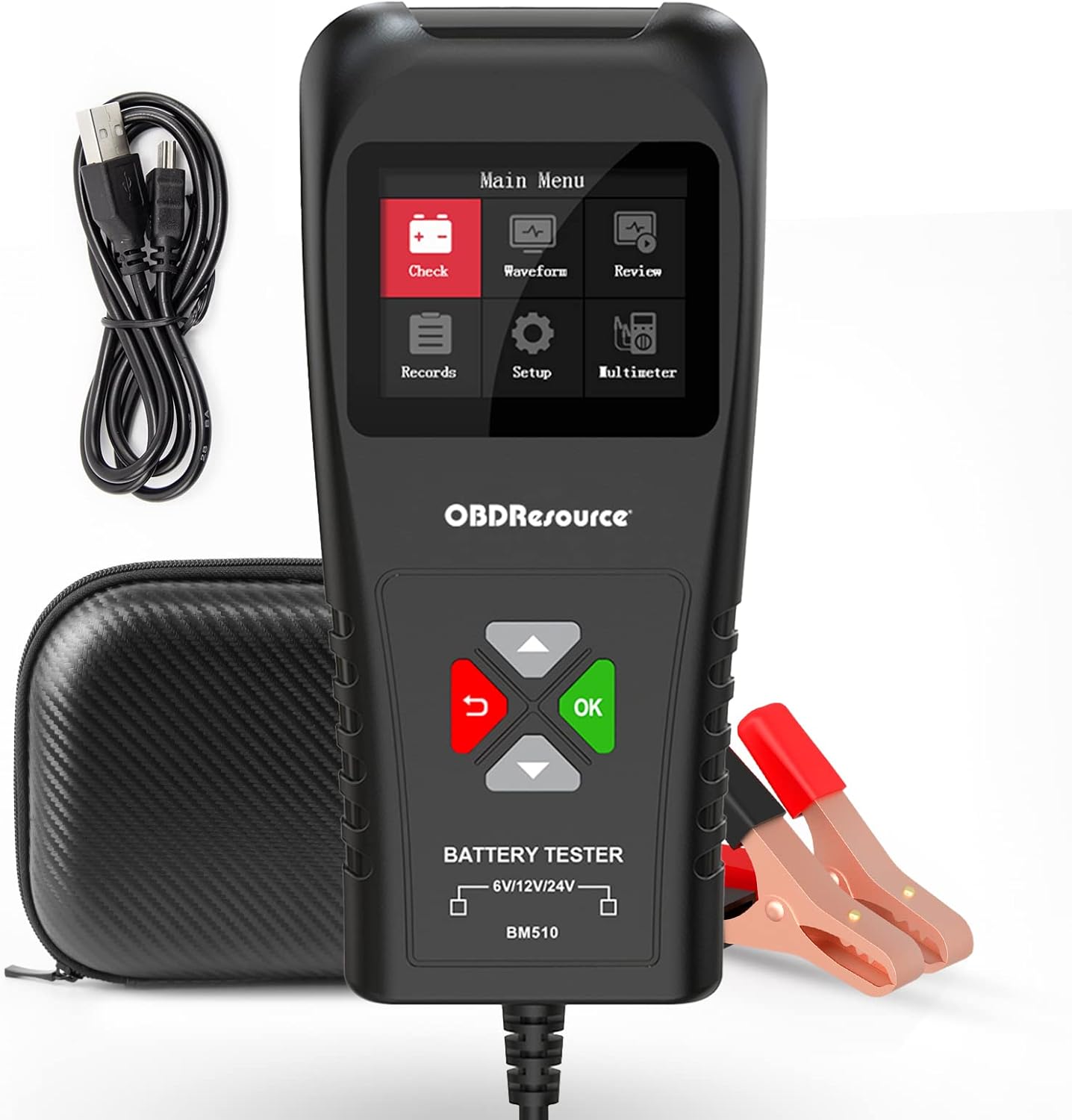 Car Battery Load Tester 6V 12V 24V BM510 Digital Battery Tester Automotive with 2.8'' LCD Screen, 100-2000 CCA Fast Accurate Voltage Tester Auto Battery Analyzer for Cars Trucks Motorcycles & Boats