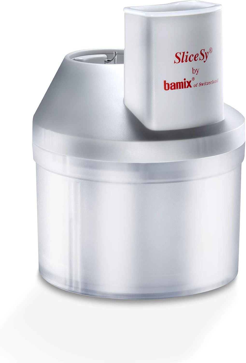 Bamix – “SliceSy” Food Processor Attachment – The Perfect Accessory for your Bamix Immersion Hand Blender – Made in Switzerland – Includes 3 Stainless Steel Graters – Food Processor – Light Grey