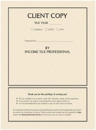 Client Copy Tax Folder Cream, 50/Pk Pack of 2