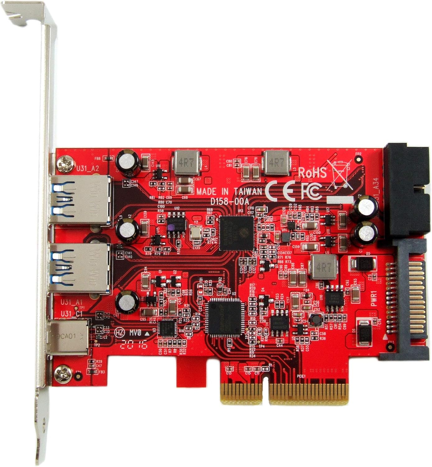 Ableconn PEX-UB158 USB 3.1 5-Port PCIe 3.0 Card (1x USB-C & 2X USB-A & 1x 2-Port Internal USB Header) - USB 3.1 PCIe Gen3 x4 Lane Host Adapter Card (ASMedia ASM3142 Controller) Pack of 2