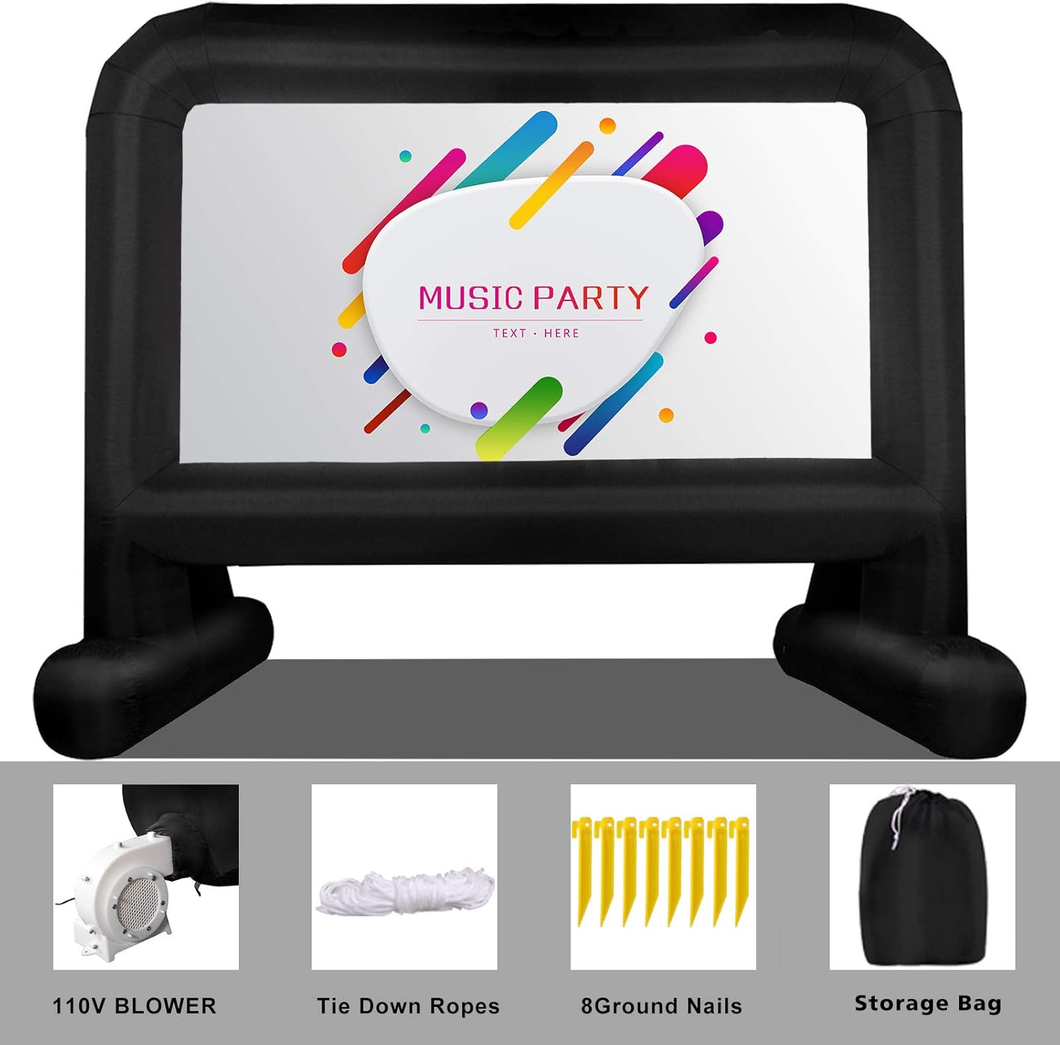 16 FT Inflatable Movie Screen Inflatable Projector Screen for Outside, Blow up Projector Screen Movie Screen for Outdoor Backyard Use,Support Front and Rear Projection