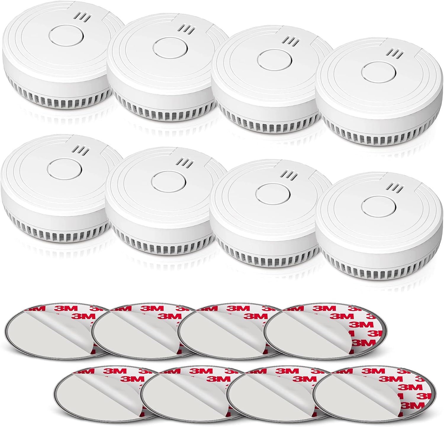 Smoke Alarm Fire Detector, Battery Included Photoelectric Smoke Detector with Test Button and Low Battery Signal, Small Fire Alarm for Home, Bedroom FJ136GB, 8 Packs Pack of 2
