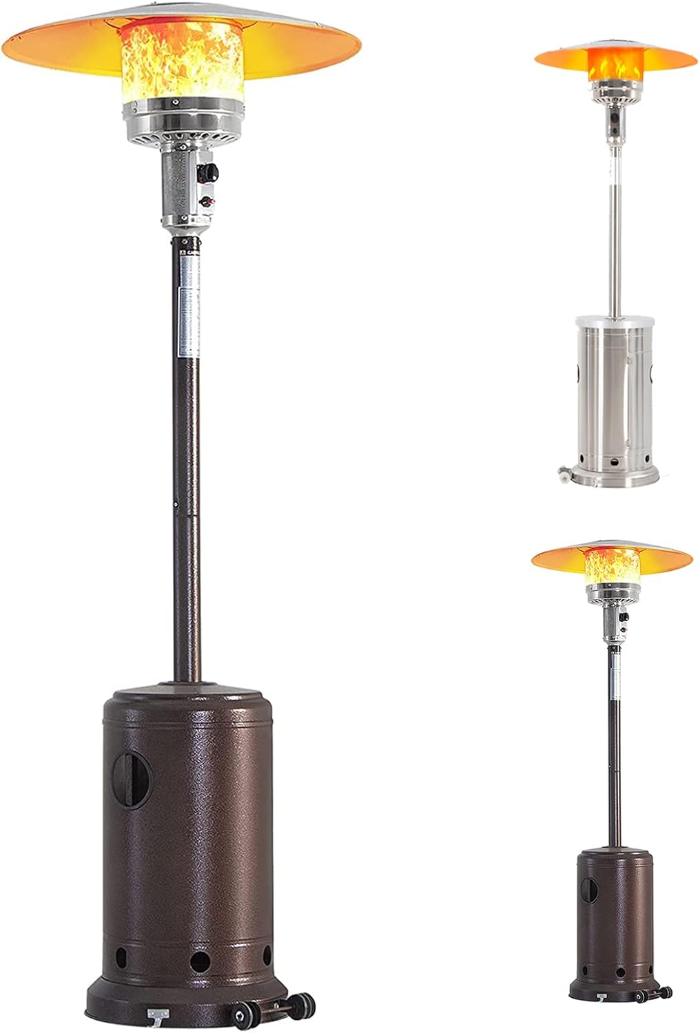 LAUSAINT HOME 48000BTU Patio Heater with Wheels,Stainless Steel Propane Gas Heaters for Outside Use,Premium Portable Outdoor Heater for Christmas Party Backyard Garden Decorations,ETL Certified